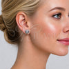 Oro Laminado Stud Earring, Gold Filled Style Baguette Design, with White Cubic Zirconia and White Micro Pave, Polished, Rhodium Finish, 02.342.0419