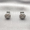 Oro Laminado Stud Earring, Gold Filled Style Baguette Design, with White Cubic Zirconia and White Micro Pave, Polished, Rhodium Finish, 02.342.0419