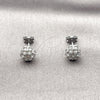 Rhodium Gold Filled Stud Earring, Flower and Cluster Design, with White Cubic Zirconia, Polished, Rhodium Finish, 02.342.0422