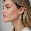 Oro Laminado Dangle Earring, Gold Filled Style Teardrop and Ball Design, with White Cubic Zirconia, Polished, Golden Finish, 02.436.0056