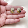 Oro Laminado Stud Earring, Gold Filled Style with White Micro Pave, Polished, Golden Finish, 02.465.0003
