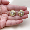 Oro Laminado Stud Earring, Gold Filled Style Twist Design, with White Cubic Zirconia, Polished, Golden Finish, 02.465.0005