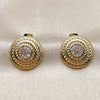 Oro Laminado Stud Earring, Gold Filled Style Twist Design, with White Cubic Zirconia, Polished, Golden Finish, 02.465.0005