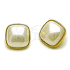 Oro Laminado Stud Earring, Gold Filled Style with Ivory Pearl, Polished, Golden Finish, 02.465.0007