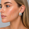 Oro Laminado Stud Earring, Gold Filled Style with Ivory Pearl, Polished, Golden Finish, 02.465.0008