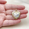 Oro Laminado Fancy Pendant, Gold Filled Style Heart Design, with Ivory Pearl, Polished, Golden Finish, 05.465.0003