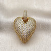 Oro Laminado Fancy Pendant, Gold Filled Style Heart and Hollow Design, with White Cubic Zirconia, Polished, Golden Finish, 05.465.0004