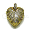 Oro Laminado Fancy Pendant, Gold Filled Style Heart and Hollow Design, with White Cubic Zirconia, Polished, Golden Finish, 05.465.0004