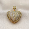 Oro Laminado Fancy Pendant, Gold Filled Style Heart and Hollow Design, with White Micro Pave, Polished, Golden Finish, 05.465.0005