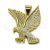 Oro Laminado Fancy Pendant, Gold Filled Style Eagle Design, Diamond Cutting Finish, Golden Finish, 05.465.0008