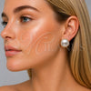 Oro Laminado Stud Earring, Gold Filled Style Ball Design, with Ivory Pearl, Polished, Golden Finish, 02.465.0010