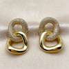Oro Laminado Stud Earring, Gold Filled Style with White Cubic Zirconia, Polished, Golden Finish, 02.465.0013