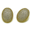 Oro Laminado Stud Earring, Gold Filled Style with White Cubic Zirconia, Polished, Golden Finish, 02.465.0015