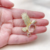 Oro Laminado Fancy Pendant, Gold Filled Style Eagle Design, with White Cubic Zirconia and White Micro Pave, Polished, Golden Finish, 05.465.0013