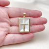Oro Laminado Religious Pendant, Gold Filled Style Cross Design, with Ivory Mother of Pearl, Polished, Golden Finish, 05.465.0014