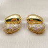 Oro Laminado Stud Earring, Gold Filled Style Teardrop Design, with White Cubic Zirconia, Polished, Golden Finish, 02.465.0019