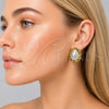 Oro Laminado Stud Earring, Gold Filled Style Teardrop Design, with Ivory Pearl, Polished, Golden Finish, 02.465.0020