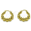 Oro Laminado Small Hoop, Gold Filled Style Ball Design, Polished, Golden Finish, 02.213.0940.25