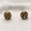 Oro Laminado Stud Earring, Gold Filled Style Flower Design, Diamond Cutting Finish, Golden Finish, 02.213.0942