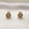 Oro Laminado Stud Earring, Gold Filled Style Cluster Design, with White Cubic Zirconia, Polished, Golden Finish, 02.213.0947