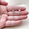 Oro Laminado Stud Earring, Gold Filled Style with White Micro Pave, Polished, Golden Finish, 02.213.0948