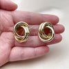 Oro Laminado Stud Earring, Gold Filled Style Hollow Design, Polished, Golden Finish, 02.213.0949
