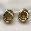 Oro Laminado Stud Earring, Gold Filled Style Hollow Design, Polished, Golden Finish, 02.213.0949