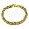 Oro Laminado Basic Bracelet, Gold Filled Style Rope Design, Polished, Golden Finish, 5.222.033.06 (Thickness, 6 Inches Length)
