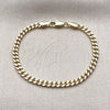 Oro Laminado Fancy Bracelet, Gold Filled Style Miami Cuban Design, Polished, Golden Finish, 04.213.0368.06 (Thickness, 6 Inches Length)