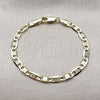 Oro Laminado Basic Bracelet, Gold Filled Style Mariner Design, Diamond Cutting Finish, Golden Finish, 5.223.009.06 (04 MM Thickness, 6 Inches Length)