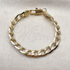 Oro Laminado Basic Bracelet, Gold Filled Style Curb Design, Diamond Cutting Finish, Golden Finish, 04.213.0342.06 (Thickness, 6 Inches Length)