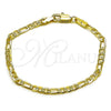 Oro Laminado Basic Bracelet, Gold Filled Style Figaro Design, Diamond Cutting Finish, Golden Finish, 04.213.0370.06 (03 MM Thickness, 6 Inches Length)
