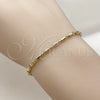 Oro Laminado Basic Bracelet, Gold Filled Style Paperclip Design, Polished, Golden Finish, 04.213.0373.06 (Thickness, 6 Inches Length)