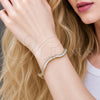 Oro Laminado Tennis Bracelet, Gold Filled Style Baguette Design, with White Cubic Zirconia, Polished, Golden Finish, 03.213.0440.07 (Thickness, 7 Inches Length)
