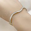Oro Laminado Tennis Bracelet, Gold Filled Style Baguette Design, with White Cubic Zirconia, Polished, Golden Finish, 03.213.0440.07 (Thickness, 7 Inches Length)
