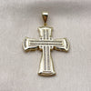 Oro Laminado Religious Pendant, Gold Filled Style Cross Design, with White Cubic Zirconia, Polished, Golden Finish, 05.459.0010