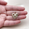 Oro Laminado Fancy Pendant, Gold Filled Style Heart and Mom Design, with White Micro Pave, Polished, Golden Finish, 05.459.0015