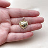 Oro Laminado Fancy Pendant, Gold Filled Style Heart and Mom Design, Polished, Golden Finish, 05.459.0017