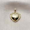 Oro Laminado Fancy Pendant, Gold Filled Style Heart and Mom Design, Polished, Golden Finish, 05.459.0017