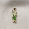 Oro Laminado Religious Pendant, Gold Filled Style San Judas Design, with White Cubic Zirconia, Polished, Two Tone, 05.459.0022