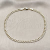 Oro Laminado Basic Anklet, Gold Filled Style Concave Cuban Design, Polished, Golden Finish, 04.213.0365.10 (04 MM Thickness, 10 Inches Length)