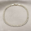 Oro Laminado Basic Anklet, Gold Filled Style Curb Design, Diamond Cutting Finish, Golden Finish, 04.213.0366.10 (05 MM Thickness, 10 Inches Length)