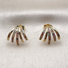 Oro Laminado Stud Earring, Gold Filled Style with Multicolor Cubic Zirconia, Polished, Golden Finish, 02.204.0085