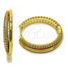 Oro Laminado Huggie Hoop, Gold Filled Style with White Cubic Zirconia, Polished, Golden Finish, 02.204.0087.35
