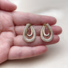 Oro Laminado Stud Earring, Gold Filled Style with White Cubic Zirconia, Polished, Golden Finish, 02.204.0088