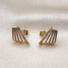 Oro Laminado Stud Earring, Gold Filled Style with White Micro Pave, Polished, Golden Finish, 02.204.0090