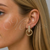 Oro Laminado Stud Earring, Gold Filled Style with White Micro Pave, Polished, Golden Finish, 02.204.0093