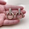 Oro Laminado Stud Earring, Gold Filled Style with White Micro Pave, Polished, Golden Finish, 02.204.0093