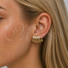 Oro Laminado Stud Earring, Gold Filled Style with White Cubic Zirconia, Polished, Golden Finish, 02.204.0098