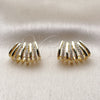 Oro Laminado Stud Earring, Gold Filled Style with White Cubic Zirconia, Polished, Golden Finish, 02.204.0098